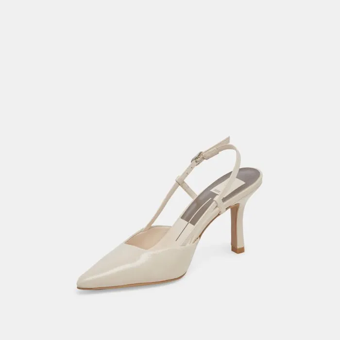 Dolce Vita Kim Heels Ivory Crinkle Patent Women Heels