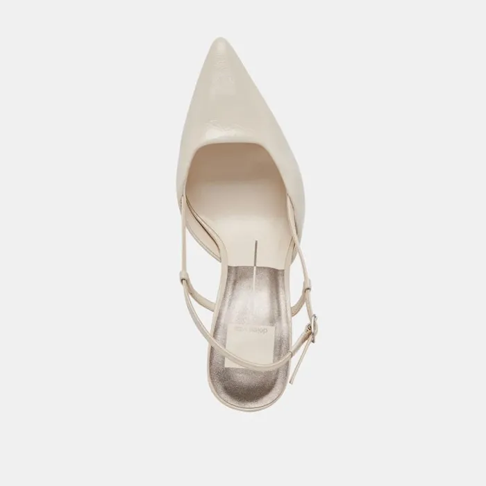 Dolce Vita Kim Heels Ivory Crinkle Patent Women Heels