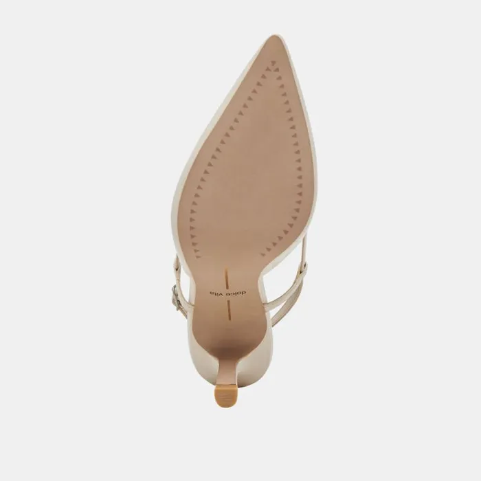 Dolce Vita Kim Heels Ivory Crinkle Patent Women Heels