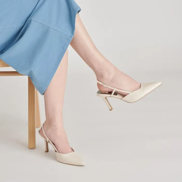 Dolce Vita Kim Heels Ivory Crinkle Patent Women Heels