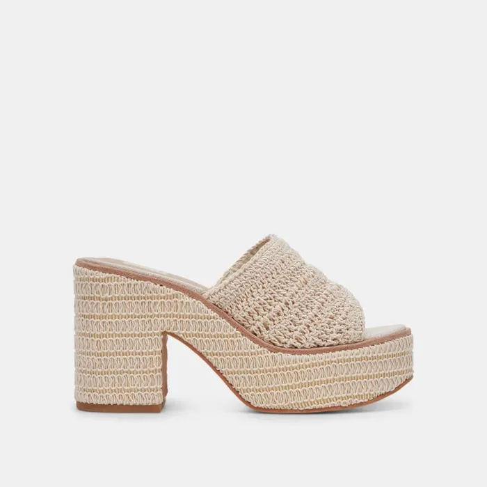 Dolce Vita Ladin Heels Ivory Woven Women Sandals