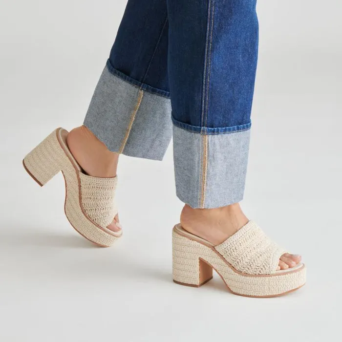 Dolce Vita Ladin Heels Ivory Woven Women Sandals