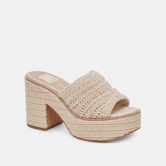 Dolce Vita Ladin Heels Ivory Woven Women Sandals