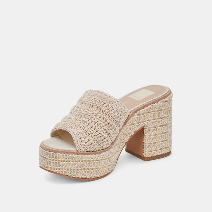 Dolce Vita Ladin Heels Ivory Woven Women Sandals