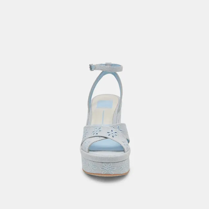 Dolce Vita Laisha Heels Light Blue Floral Eyelet Women Heels