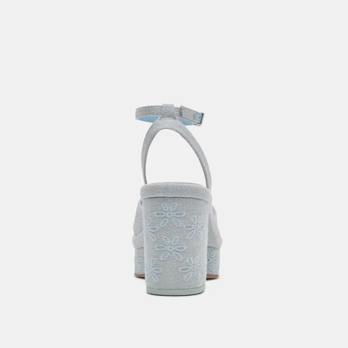 Dolce Vita Laisha Heels Light Blue Floral Eyelet Women Heels