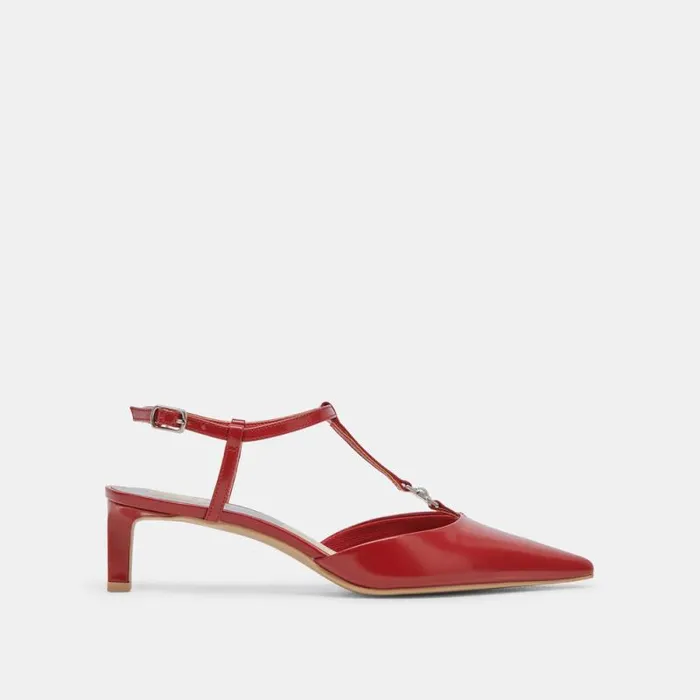 Dolce Vita Lavon Heels Red Crinkle Patent Women Heels