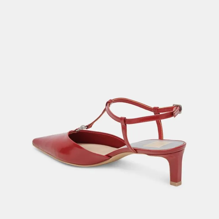 Dolce Vita Lavon Heels Red Crinkle Patent Women Heels