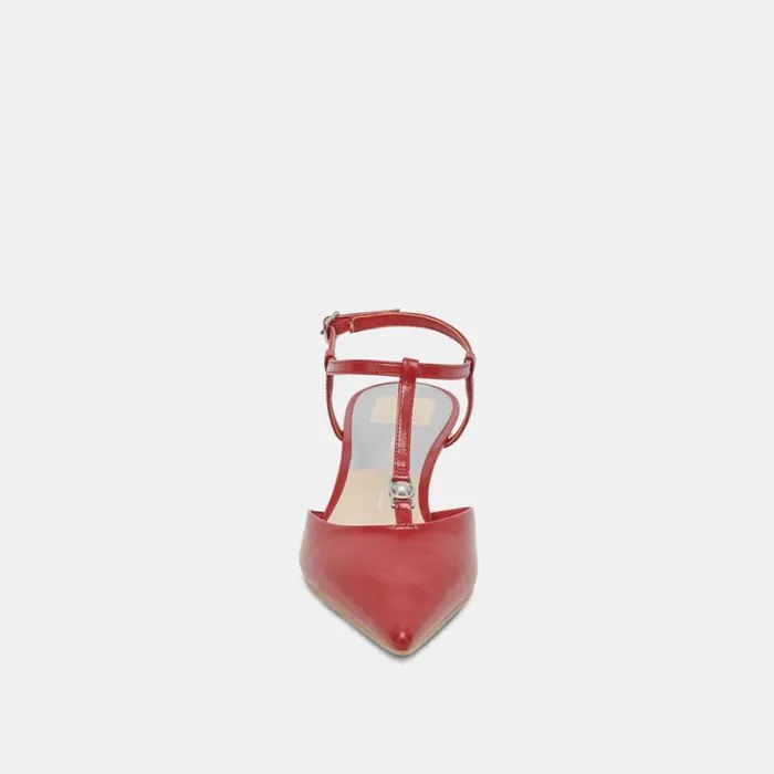 Dolce Vita Lavon Heels Red Crinkle Patent Women Heels