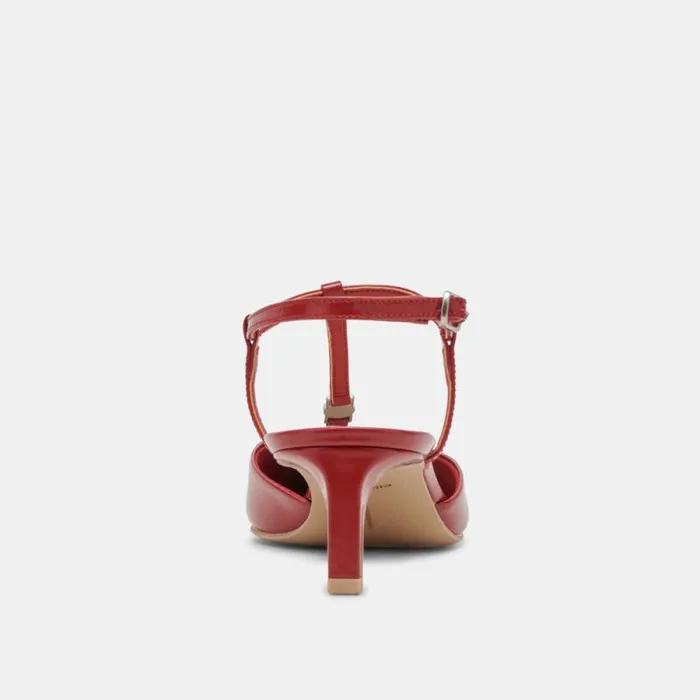 Dolce Vita Lavon Heels Red Crinkle Patent Women Heels