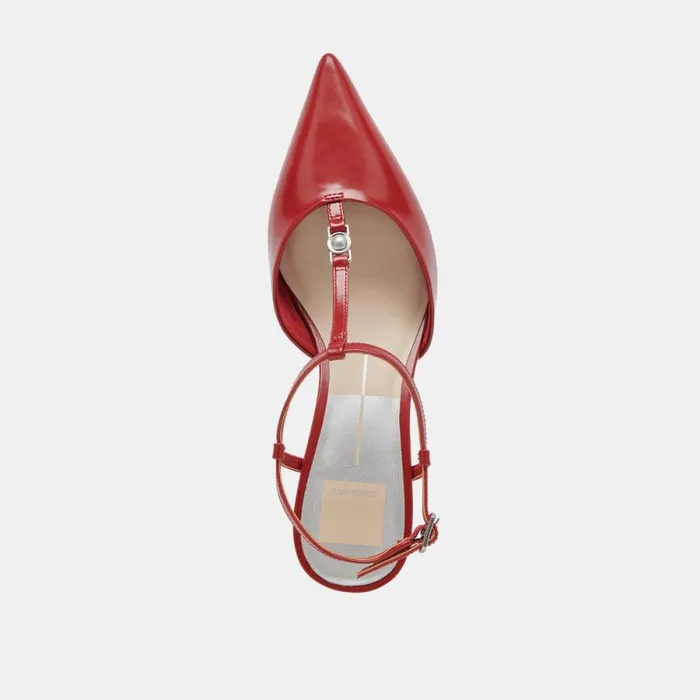 Dolce Vita Lavon Heels Red Crinkle Patent Women Heels