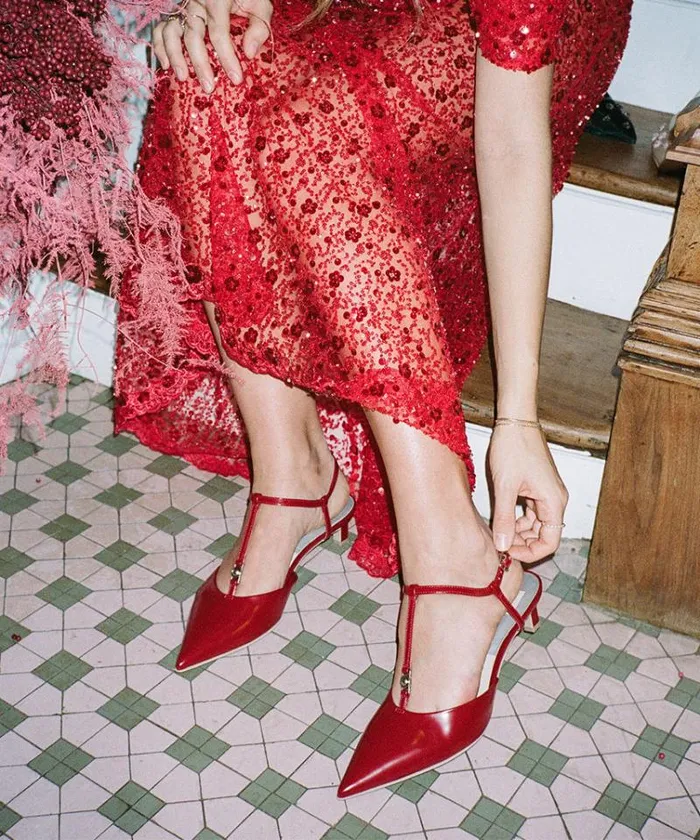Dolce Vita Lavon Heels Red Crinkle Patent Women Heels