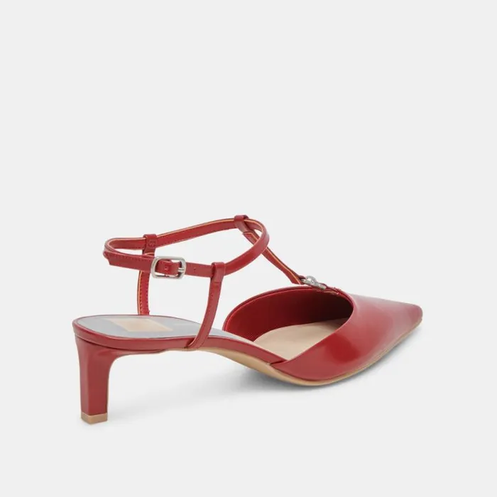 Dolce Vita Lavon Heels Red Crinkle Patent Women Heels