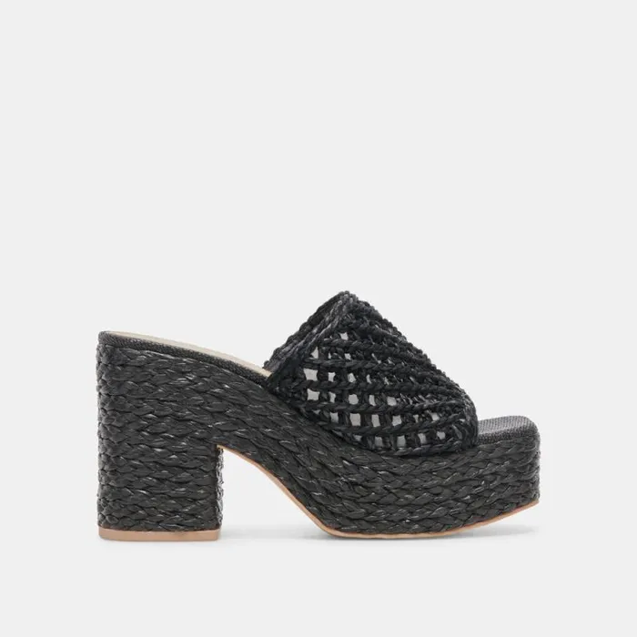 Dolce Vita Lisha Heels Onyx Raffia Women Heels