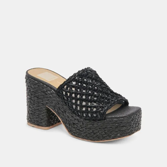 Dolce Vita Lisha Heels Onyx Raffia Women Heels