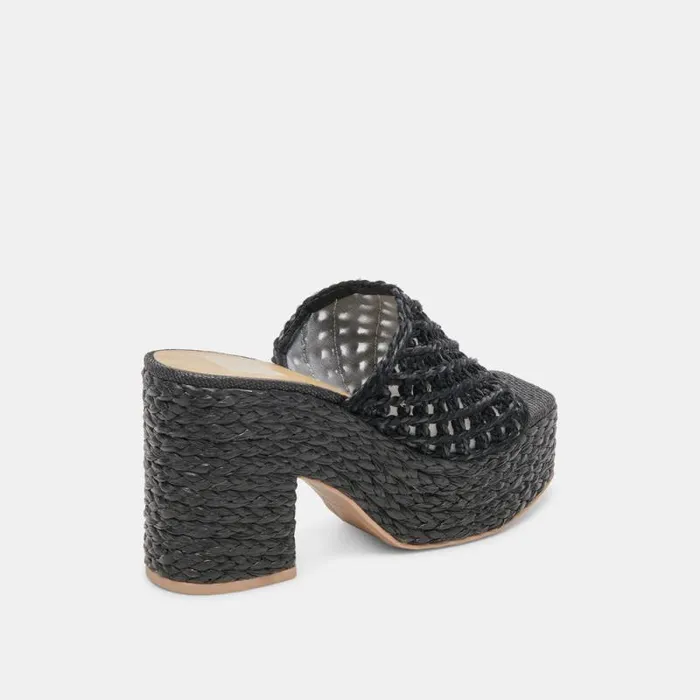 Dolce Vita Lisha Heels Onyx Raffia Women Heels