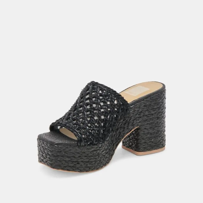 Dolce Vita Lisha Heels Onyx Raffia Women Heels