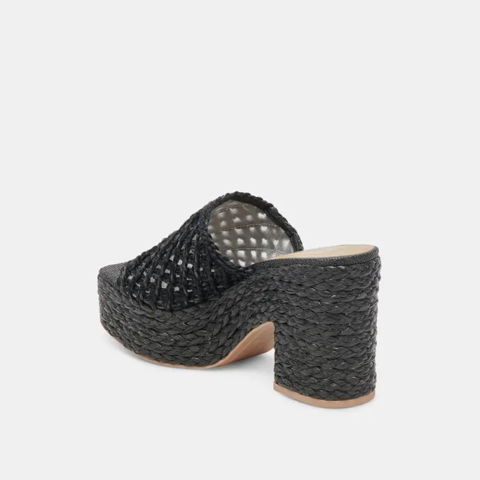 Dolce Vita Lisha Heels Onyx Raffia Women Heels