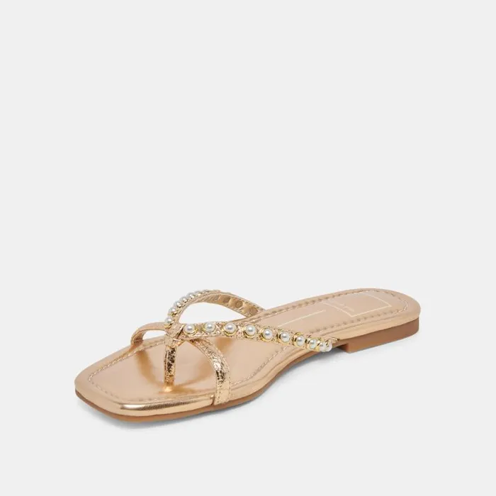 Dolce Vita Lucca Pearl Sandals Gold Pearls Women Sandals