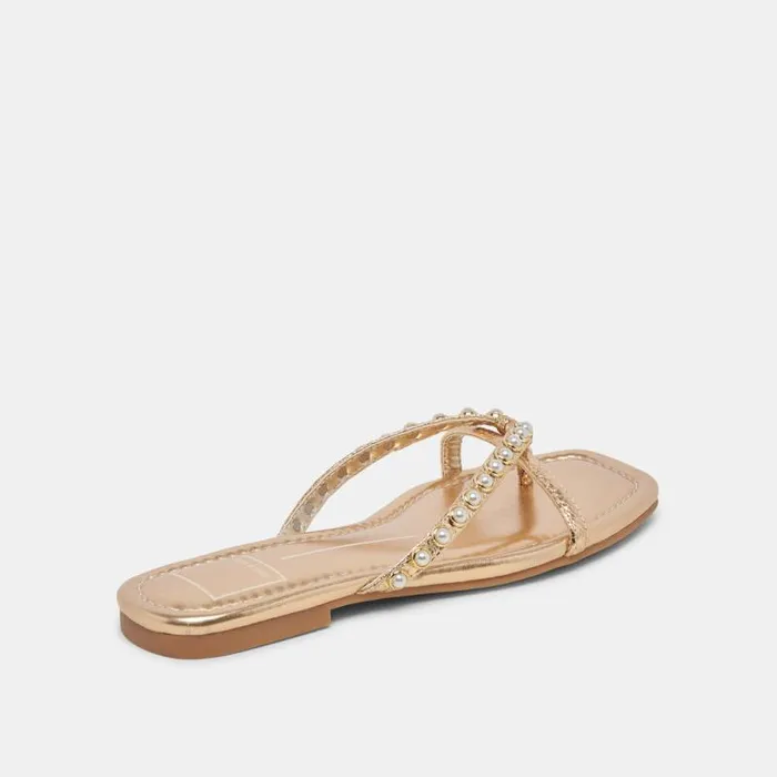 Dolce Vita Lucca Pearl Sandals Gold Pearls Women Sandals