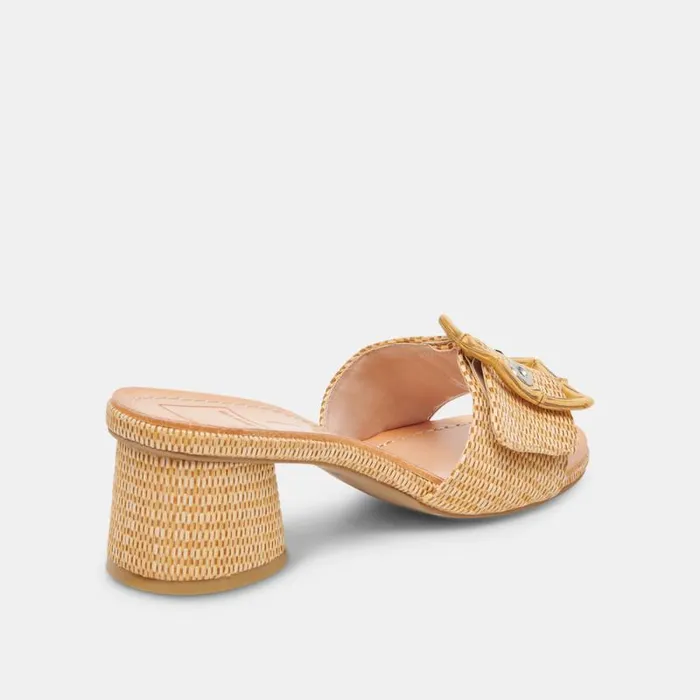 Dolce Vita Lucey Wide Heels Warm Natural Raffia Women Sandals