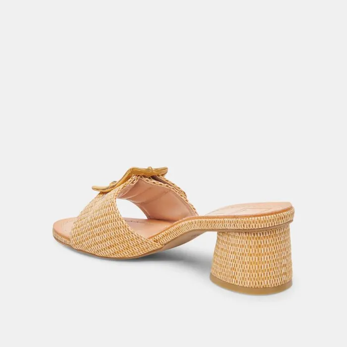 Dolce Vita Lucey Wide Heels Warm Natural Raffia Women Sandals