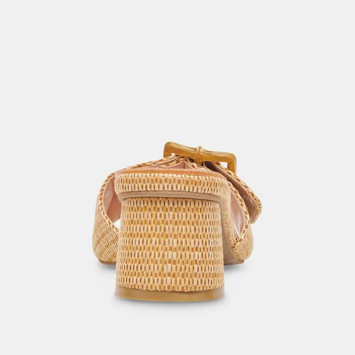 Dolce Vita Lucey Wide Heels Warm Natural Raffia Women Sandals