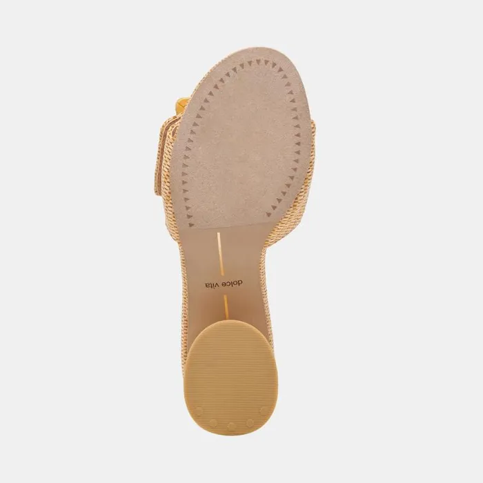 Dolce Vita Lucey Wide Heels Warm Natural Raffia Women Sandals