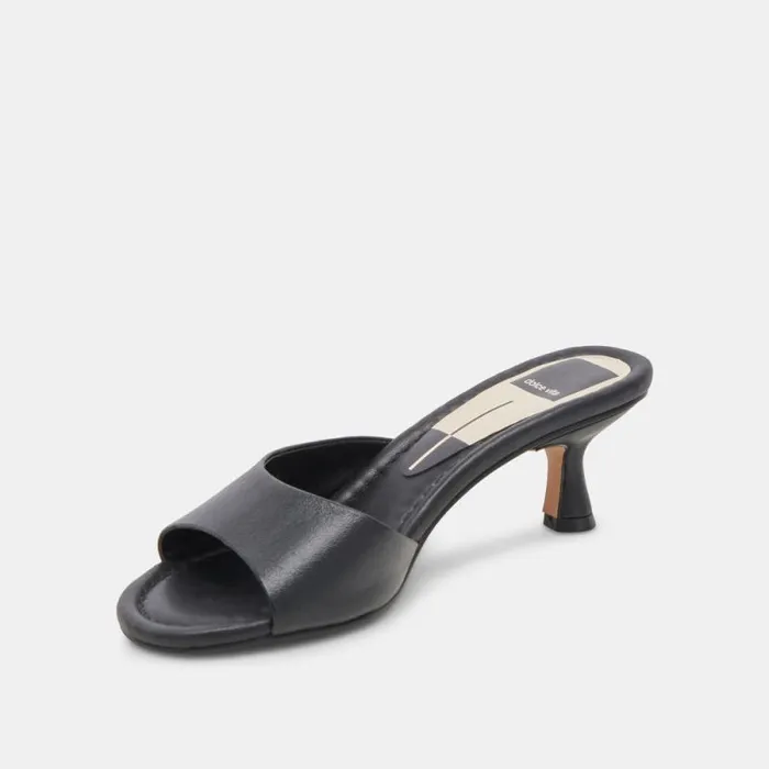 Dolce Vita Macoy Heels Black Leather Women Sandals