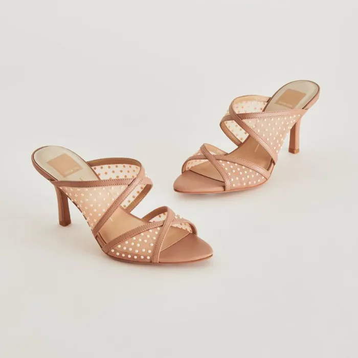 Dolce Vita Mandel Pearl Heels Cocoa Mesh Women Heels