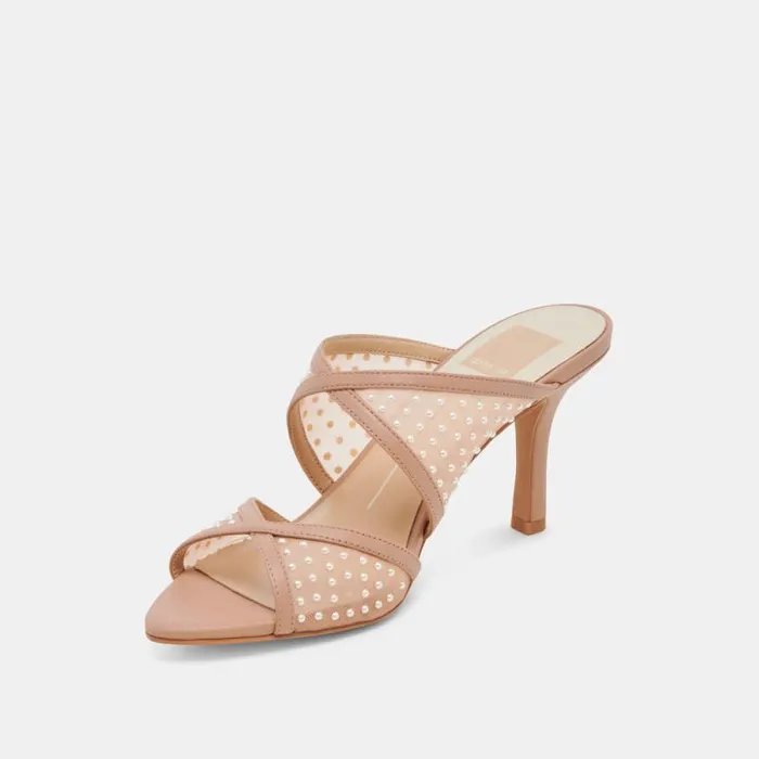 Dolce Vita Mandel Pearl Heels Cocoa Mesh Women Heels