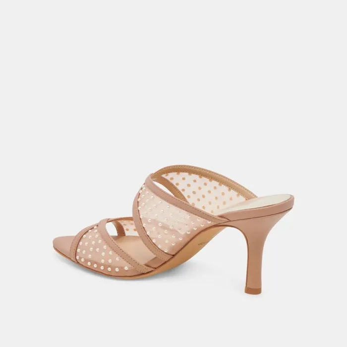 Dolce Vita Mandel Pearl Heels Cocoa Mesh Women Heels