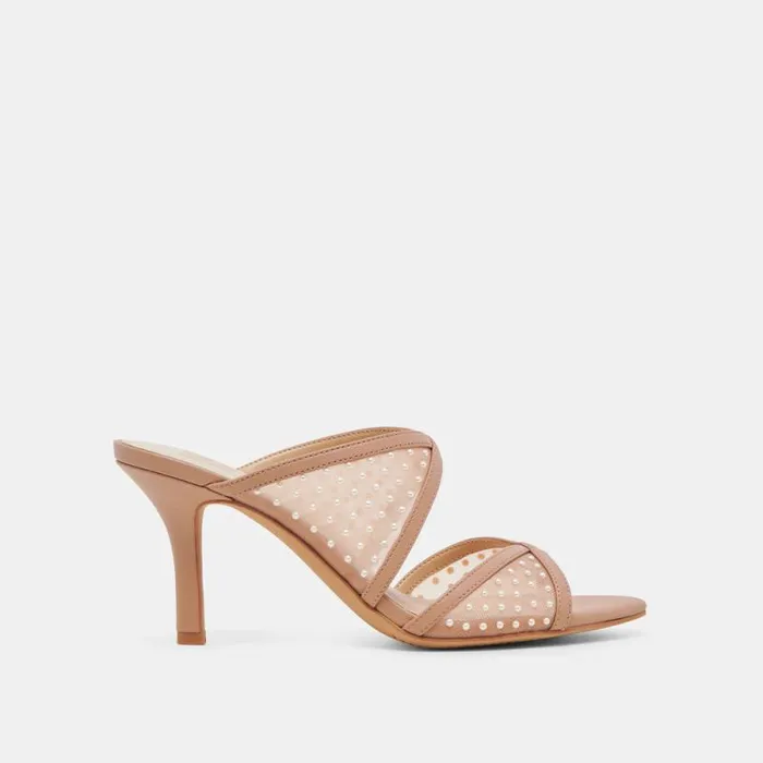 Dolce Vita Mandel Pearl Heels Cocoa Mesh Women Heels