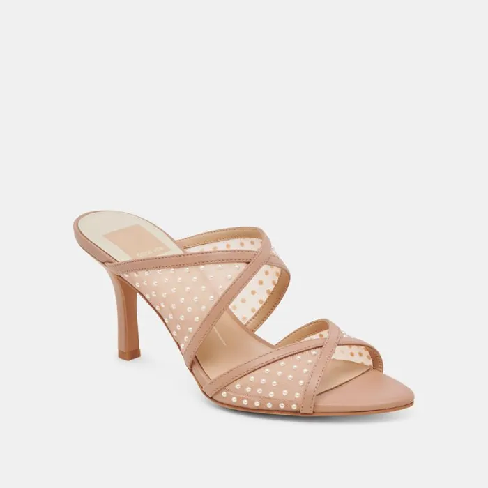 Dolce Vita Mandel Pearl Heels Cocoa Mesh Women Heels