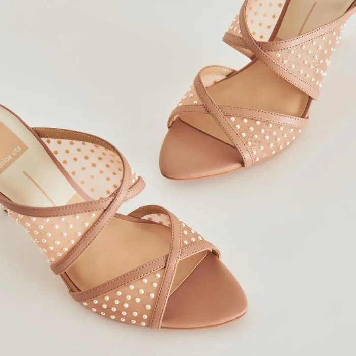 Dolce Vita Mandel Pearl Heels Cocoa Mesh Women Heels