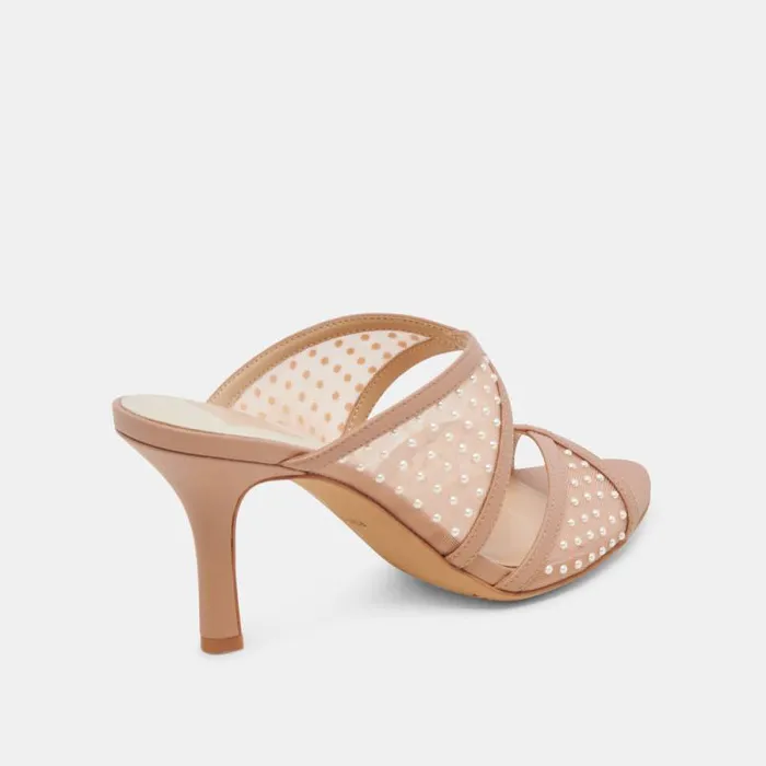 Dolce Vita Mandel Pearl Heels Cocoa Mesh Women Heels