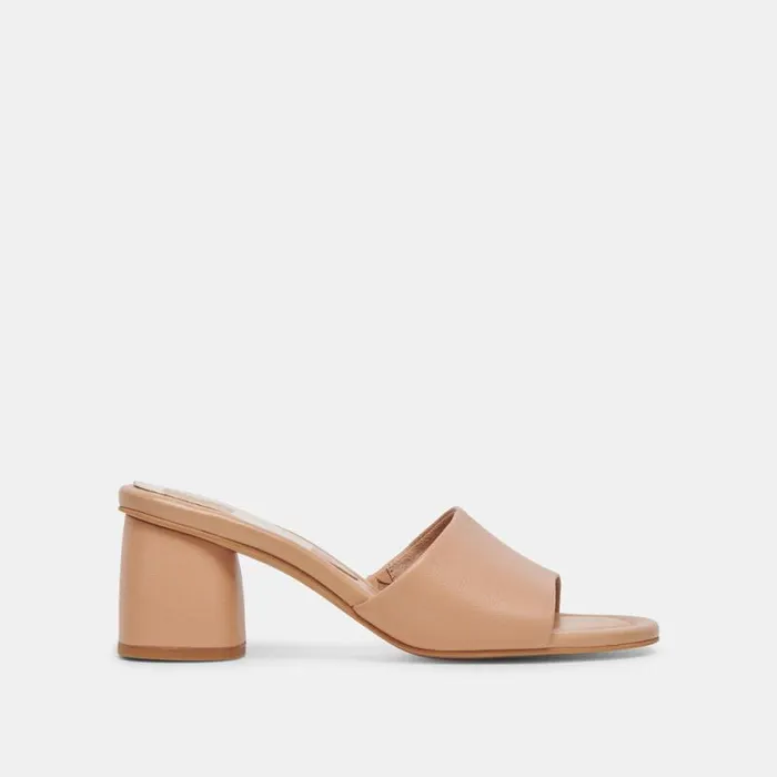 Dolce Vita Minny Dress Wide Heels Tan Leather Women Sandals