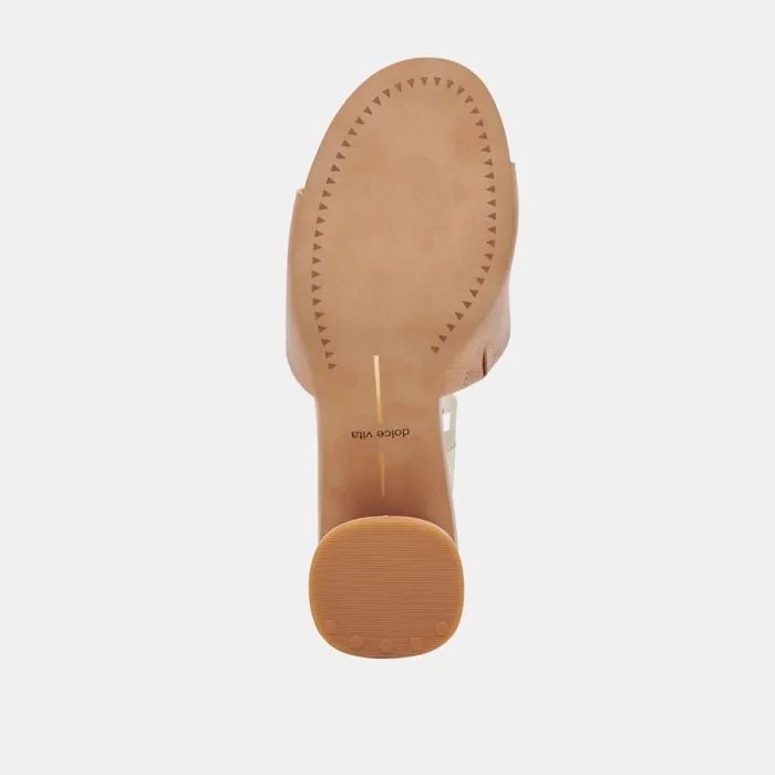 Dolce Vita Minny Dress Wide Heels Tan Leather Women Sandals