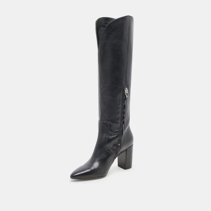 Dolce Vita Nedi Boots Black Leather Women Boots and Booties