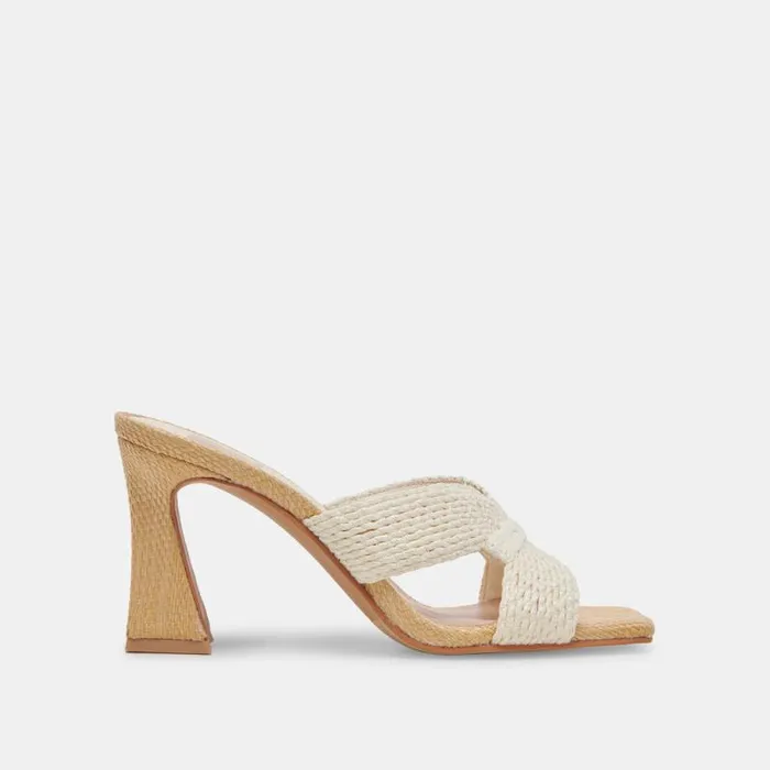 Dolce Vita Nitro Heels White Raffia Women Heels