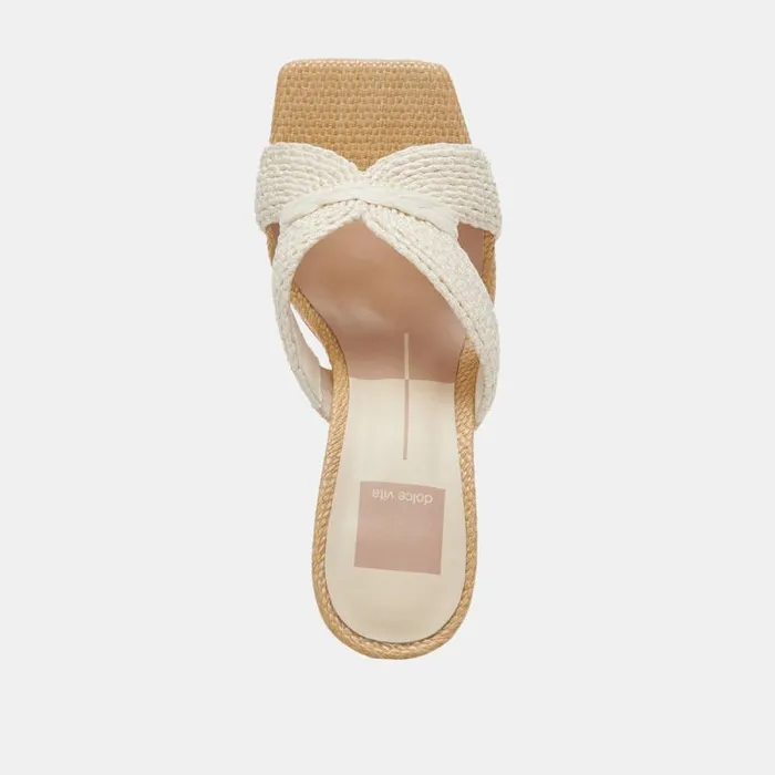 Dolce Vita Nitro Heels White Raffia Women Heels