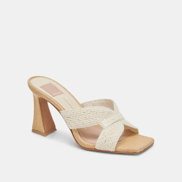 Dolce Vita Nitro Heels White Raffia Women Heels