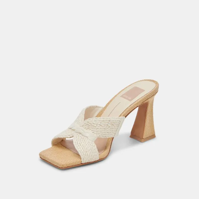 Dolce Vita Nitro Heels White Raffia Women Heels