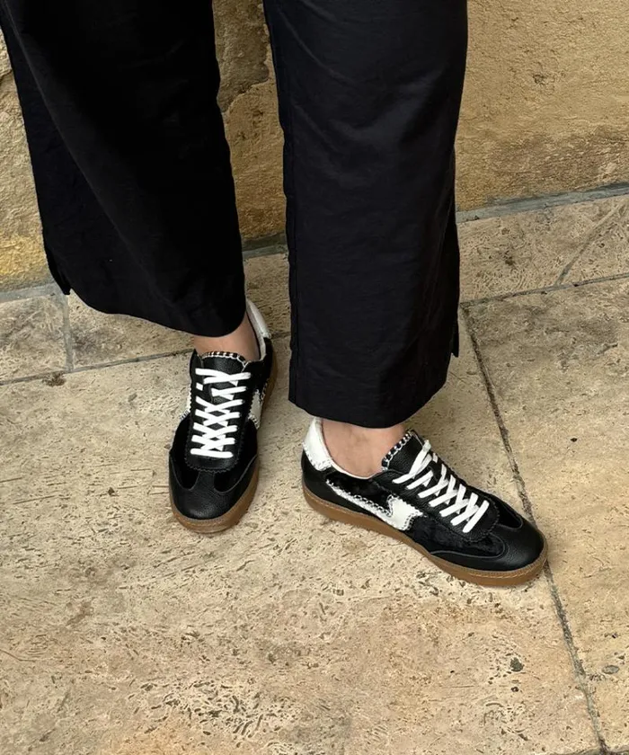 Dolce Vita Notice Stitch Sneakers Onyx Calf Hair Women Sneakers