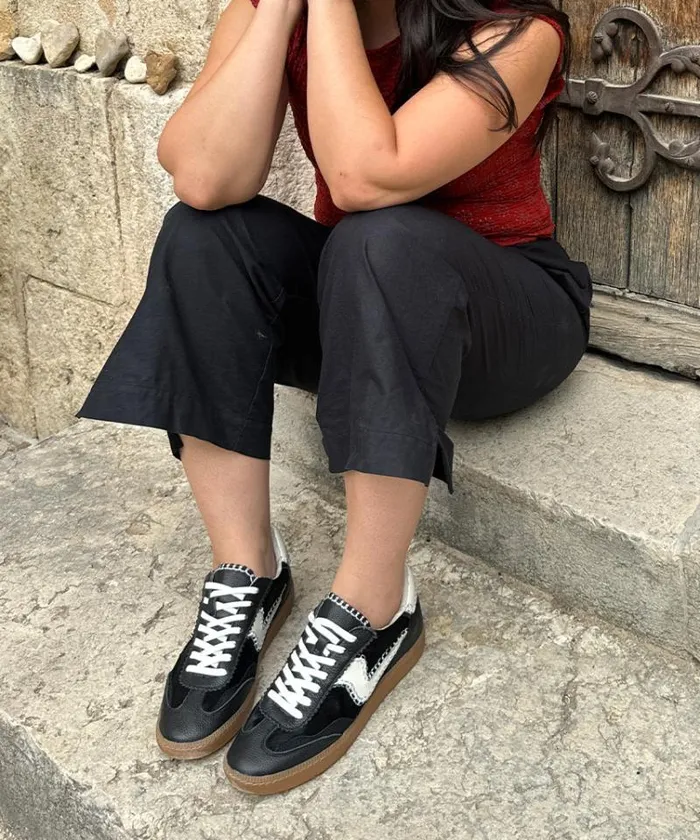Dolce Vita Notice Stitch Sneakers Onyx Calf Hair Women Sneakers