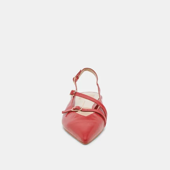 Dolce Vita Pamla Flats Red Crinkle Patent Women Flats and Loafers