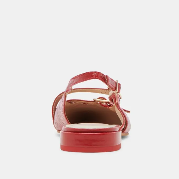 Dolce Vita Pamla Flats Red Crinkle Patent Women Flats and Loafers