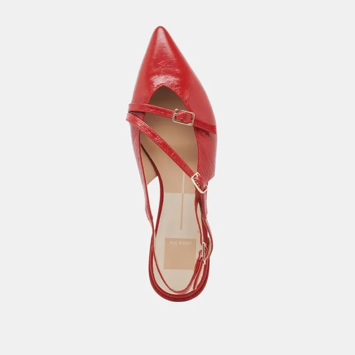 Dolce Vita Pamla Flats Red Crinkle Patent Women Flats and Loafers