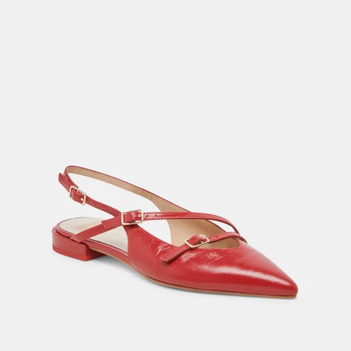 Dolce Vita Pamla Flats Red Crinkle Patent Women Flats and Loafers