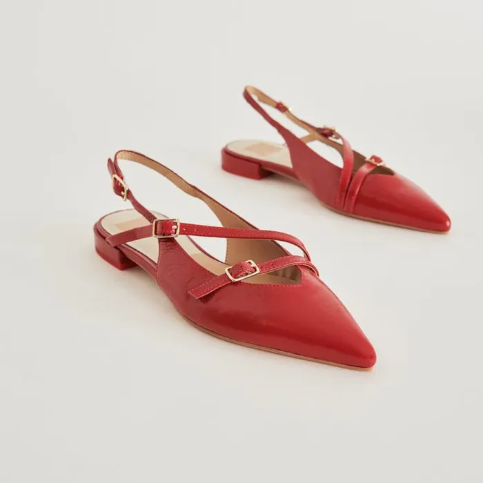 Dolce Vita Pamla Flats Red Crinkle Patent Women Flats and Loafers